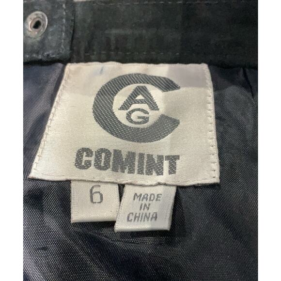 VTG Comint Black Fringe Suede Leather Mini Skirt UK 6 US 2 (25" waist) - Picture 3 of 4